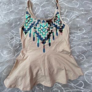 Express geo sequin peplum tank sz SM